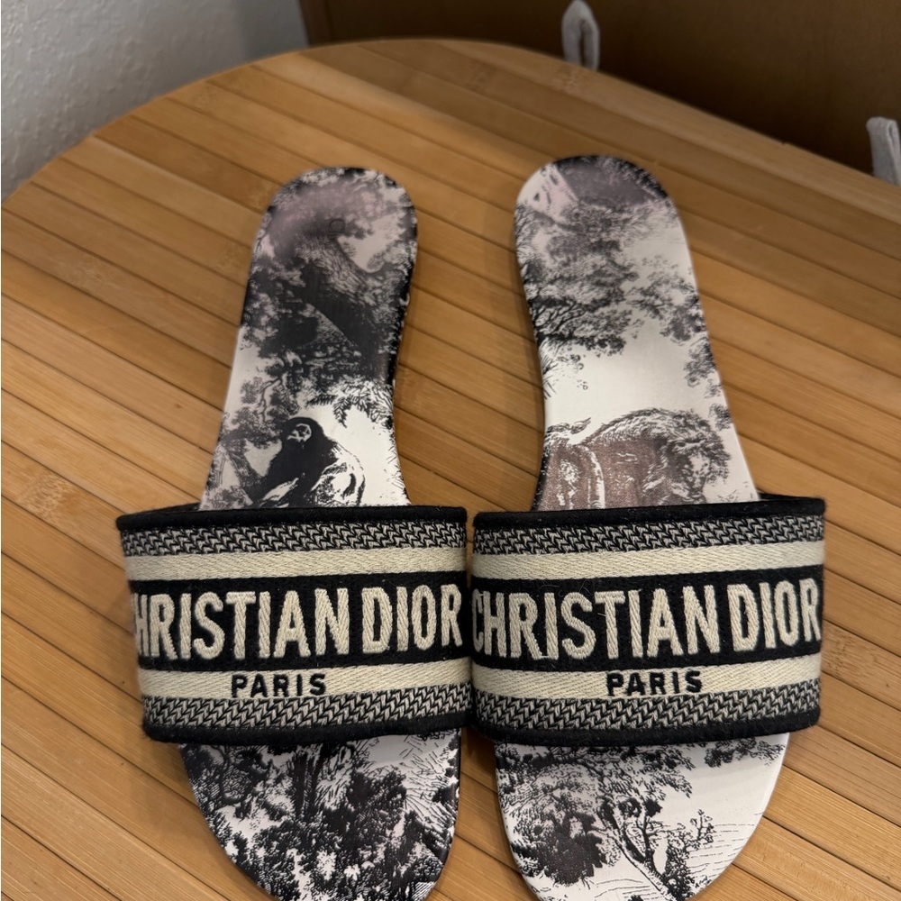 Black & White Logo Canvas Slide Sandals